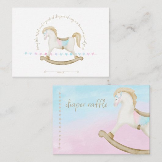 Carte D'accompagnement Cheval Rocheux Bleu rose Genre Neutre Bébé Bébé co (Devant / Derrière)