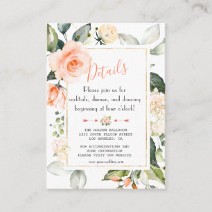 Carte D'accompagnement Chic Aquarelle Coral Floral Cadre Mariage Détails