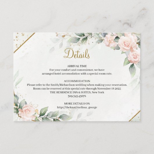 Carte D'accompagnement Chic aquarelle florale et or verdoyant (Devant)
