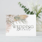 Carte D'accompagnement Chic Beige Floral & Palm Wedding Details (Debout devant)