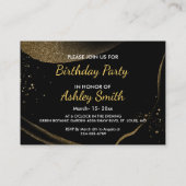 Carte D'accompagnement Chic Black & Gold fête d'anniversaire (Dos)