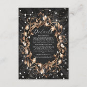 Carte D'accompagnement Chic Black Ornate or Feuille Mariage (Devant)