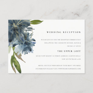 CARTE D'ACCOMPAGNEMENT CHIC BLUE GREEN OR FLORAL WATERCOLOR RÉCEPTION