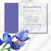 Carte D'accompagnement Chic Blue Irises Floral Mariage Hébergement Encl