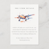 Carte D'accompagnement Chic Blue Orange Blush Avion Mariage Détail (Devant)