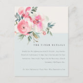 Carte D'accompagnement Chic Blue Rose Orchid Floral Détails du Mariage (Devant)