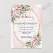 Carte D'accompagnement Chic Blush Pink Floral Eucalyptus Details Card (Devant)