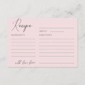 Carte D'accompagnement Chic Blush rose nuptiale douche Recette (Dos)