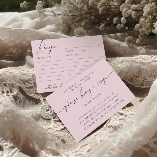 Carte D'accompagnement Chic Blush rose nuptiale douche Recette