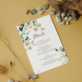 Carte D'accompagnement Chic & Boho Eucalyptus avec Mariage Gold Détails