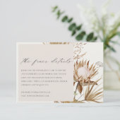 Carte D'accompagnement Chic Boho Protea Sec Palm Floral Détails du Mariag (Debout devant)