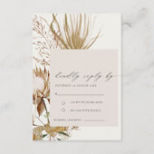 Carte D'accompagnement Chic Boho Protea Sec Palm Mariage Floral RSVP (Devant)