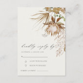 Carte D'accompagnement Chic Boho Protea Sec Palm Mariage Floral RSVP (Devant)