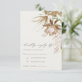 Carte D'accompagnement Chic Boho Protea Sec Palm Mariage Floral RSVP (Debout devant)
