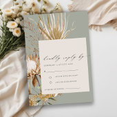 Carte D'accompagnement Chic Boho Protea Sec Palm Mariage Floral RSVP