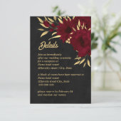 Carte D'accompagnement Chic bordeaux et or noir mariage (Debout devant)