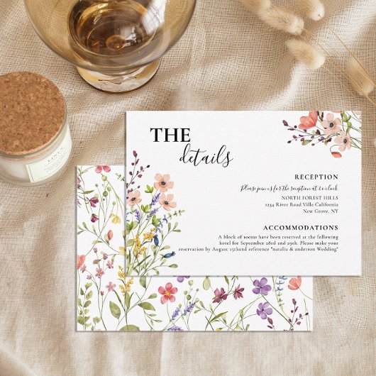 Carte D'accompagnement Chic Botanique Whimsical Flower Mariage