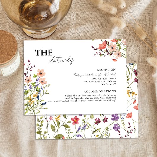 Carte D'accompagnement Chic Botanique Whimsical Flower Mariage