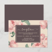 Carte D'accompagnement Chic Bourgogne blanc cassé rose rose Mariage flora (Devant / Derrière)