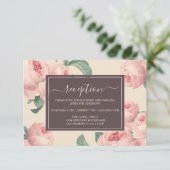 Carte D'accompagnement Chic Bourgogne blanc cassé rose rose Mariage flora (Debout devant)