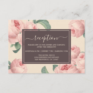 Carte D'accompagnement Chic Bourgogne blanc cassé rose rose Mariage flora