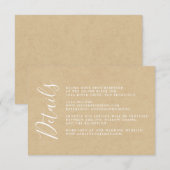Carte D'accompagnement Chic Calligraphie Kraft Détails du Mariage papier (Devant / Derrière)