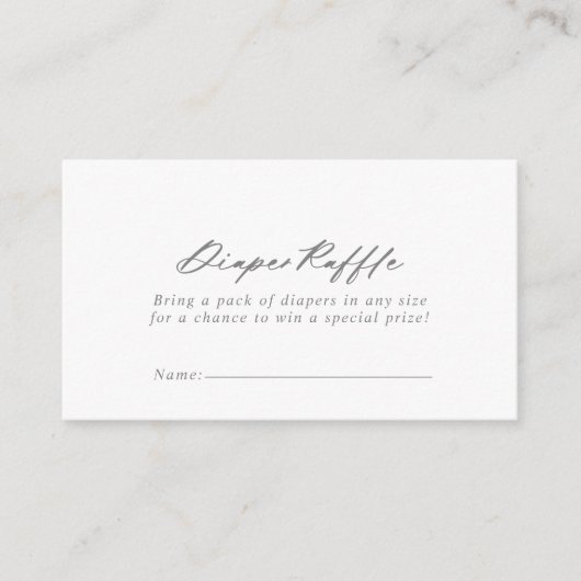 Carte D'accompagnement Chic calligraphie Silver Diaper Raffle Ticket (Devant)
