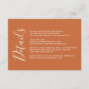 Carte D'accompagnement Chic Calligraphy Burnt Orange Détails du Mariage