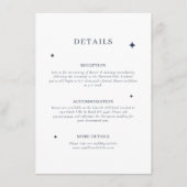 Carte D'accompagnement Chic Celestial Blue Stars Détails du Mariage (Devant)