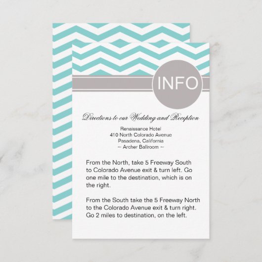 Carte D'accompagnement Chic Chevron Info Mariage Instructions | sarcelle (Devant / Derrière)