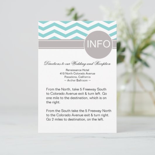 Carte D'accompagnement Chic Chevron Info Mariage Instructions | sarcelle (Debout devant)
