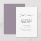 Carte D'accompagnement Chic Dusty Purple avec Calligraphie Détails du Mar (Devant / Derrière)