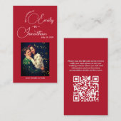 Carte D'accompagnement Chic Editorial Rouge Foncé Compact Code QR Mariage (Devant / Derrière)