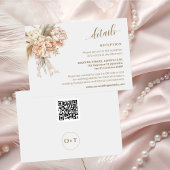 Carte D'accompagnement Chic Elegant Boho Floral QR Code Détails du Mariag