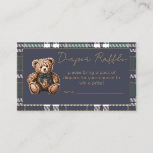 Carte D'accompagnement Chic elegant Fancy Bear R.L. theme Diaper Raffle (Devant)