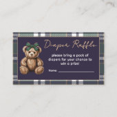 Carte D'accompagnement Chic elegant fancy girl bear theme diaper raffle (Devant)