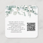 Carte D'accompagnement Chic Eucalyptus aquarelle QR Code Mariage site (Dos)