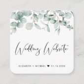 Carte D'accompagnement Chic Eucalyptus aquarelle QR Code Mariage site (Devant)