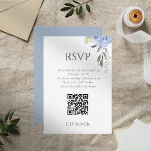 Carte D'accompagnement Chic Floral Dusty Blue Hydrangea Wedding RSVP