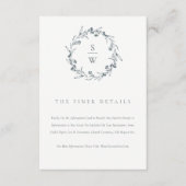 Carte D'accompagnement Chic Floral Laurel Wreath Monogram Détails du Mari (Devant)