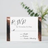 Carte D'accompagnement Chic Glam Rose Gold Noir Mariage RSVP (Debout devant)