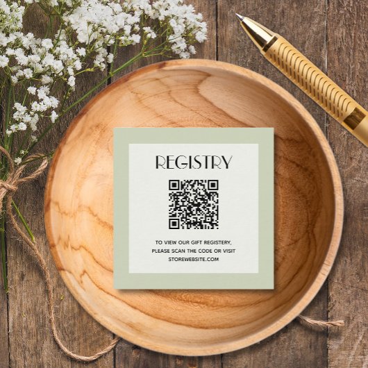 Carte D'accompagnement Chic Green Baby Shower Registry QR Code
