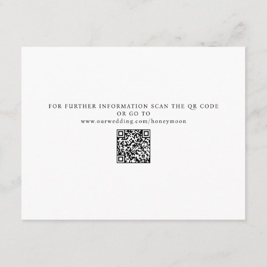 Carte D'accompagnement Chic Honeymoon Fund Contribution de don Code QR (Dos)