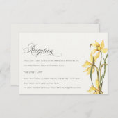 Carte D'accompagnement Chic Jaune Daffodil Aquarelle Réception de mariage (Devant / Derrière)