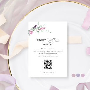 Carte D'accompagnement Chic Joyful Pastel Floral RSVP Online, QR Code