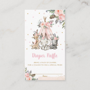 Carte D'accompagnement Chic Jungle Animaux Tribal Douche Déchets Raffle