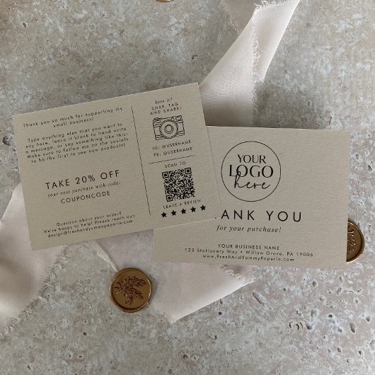 Carte D'accompagnement Chic Kraft Papier Business Logo Merci Ordre