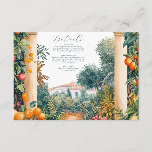 Carte D'accompagnement Chic Lemon Mariage d'été méditerranéen (Devant)