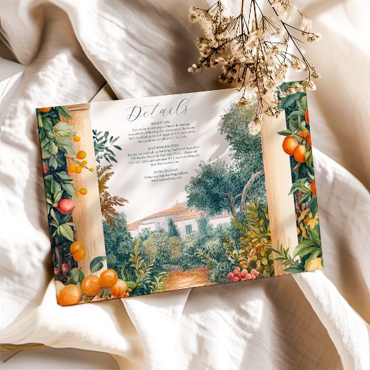 Carte D'accompagnement Chic Lemon Mariage d'été méditerranéen