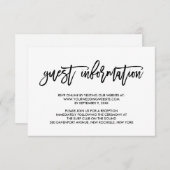 Carte D'accompagnement Chic Mariage Lettré à la main Information de l'inv (Devant / Derrière)